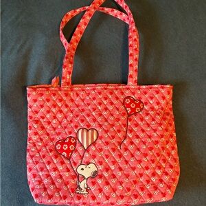 Vera Bradley Red Quilted Tote with Snoopy Heart